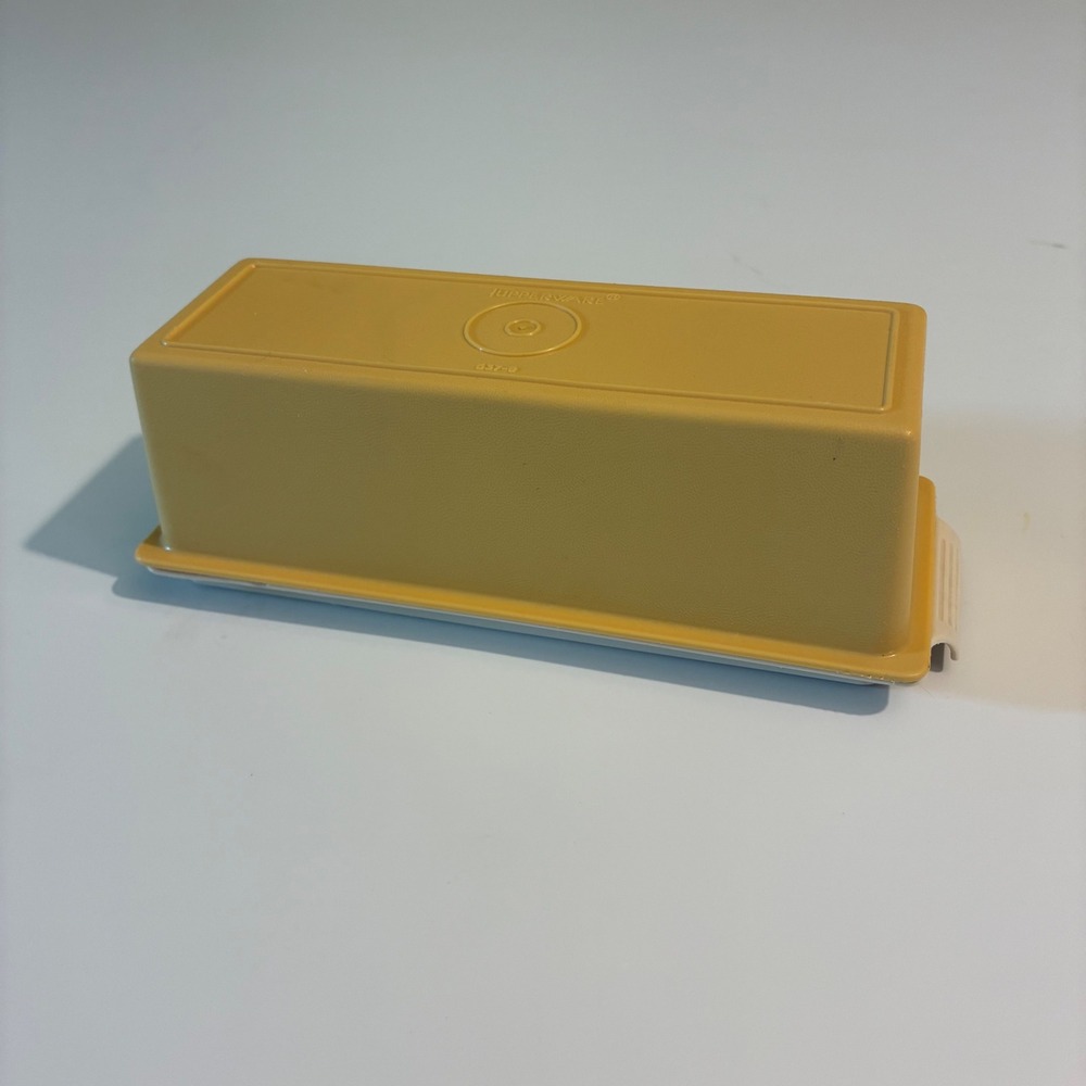 Vintage Tupperware Harvest Gold Butter Dish 637-8 Almond Base Retro MCM